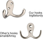 IBosins 8 Pack Heavy Duty Double Prong Coat Hooks Wall Mounted with 16 Screws Retro Double Hooks Utility Hooks for Coat, Scarf, Bag, Towel, Key, Cap, Cup, Hat