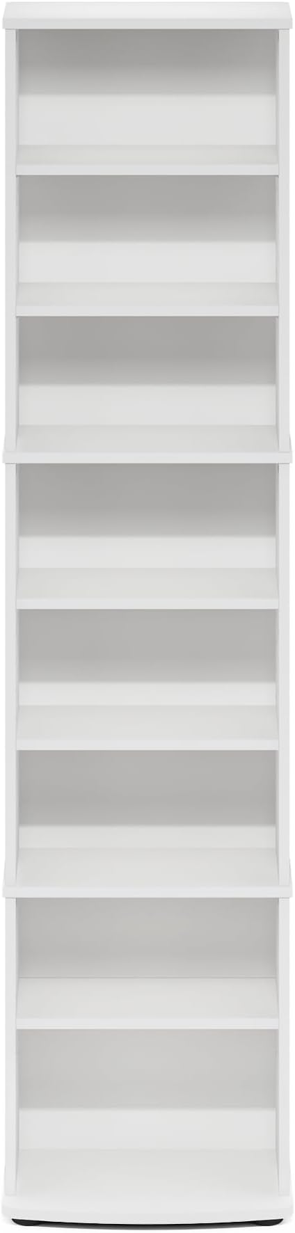 Furinno Jaya DVD Shelf, 8-Tier Tall Narrow CD Rack, Media Shelf with Adjustable Shelves, DVD Storage Cabinets for CD Blueray Game Disc, Easy Assembly, for Living Room, Home Office, White