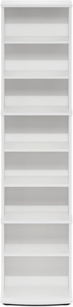 Furinno Jaya DVD Shelf, 8-Tier Tall Narrow CD Rack, Media Shelf with Adjustable Shelves, DVD Storage Cabinets for CD Blueray Game Disc, Easy Assembly, for Living Room, Home Office, White