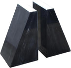 Fox Run 100% Natural Polished Marble Bookends, Black, Set of 2, Smaller Triangular