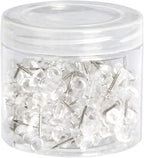 Amazon Basics Push Pins Tacks, Steel Point, Clear Plastic Head, for Bulletin Board, Maps, Posters, and Craft Projects, 100-Pack