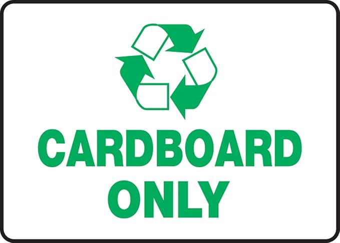 AccuformNMC Signs MPLR557VS Adhesive Vinyl Recycle Sign, Legend "CARDBOARD ONLY" with Graphic, 7" Length x 10" Width x 0.004" Thickness, Green on White