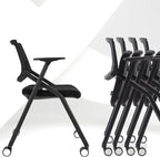 20 Pack Conference Room Chairs with Wheels and Paddle, Ergonomic Mesh Back and Arms for Home Office Desk Folding Chairs Black (10 Boxes)