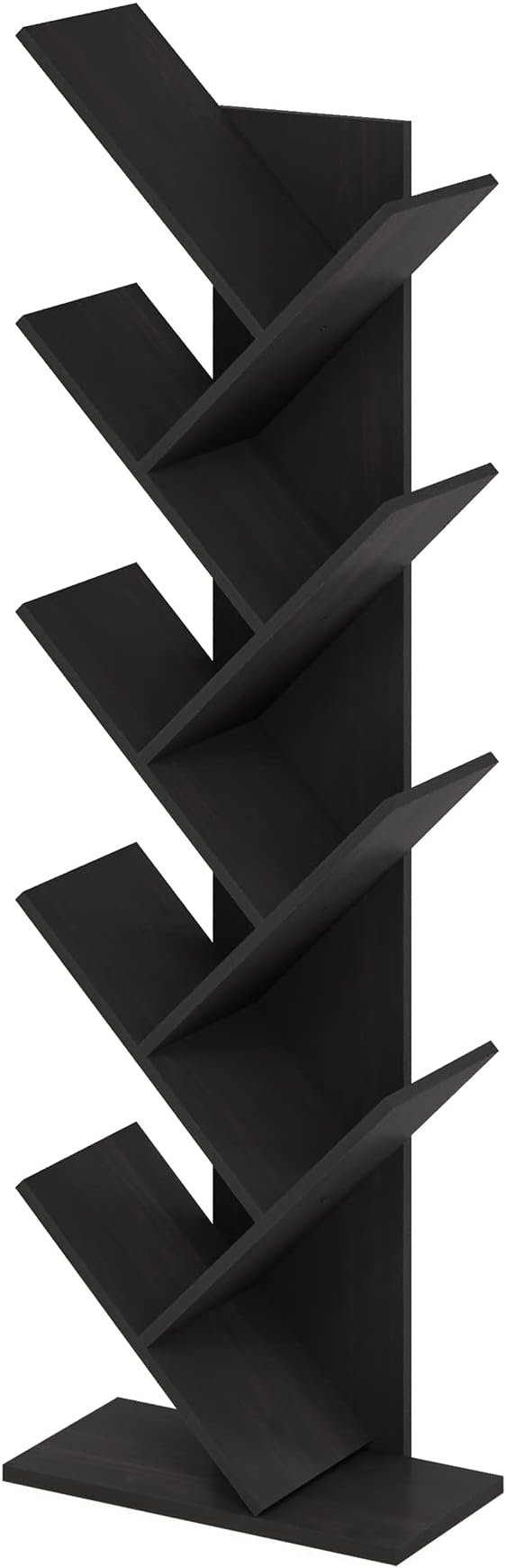 Furinno TREE Book Shelf, 9-Tier Bookshelf, Tree Bookcase with Angled Open Shelf, 8.4" x 15.7" x 50.9", for Room Decor, for Living Room, Bedroom, Home Office, Espresso