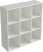 OSCHF 9-Cube Storage Shelf Bookcase - Wooden 3-Tier Floor Standing Open Bookshelf for Home and Office, Display Cabinet, Warm White