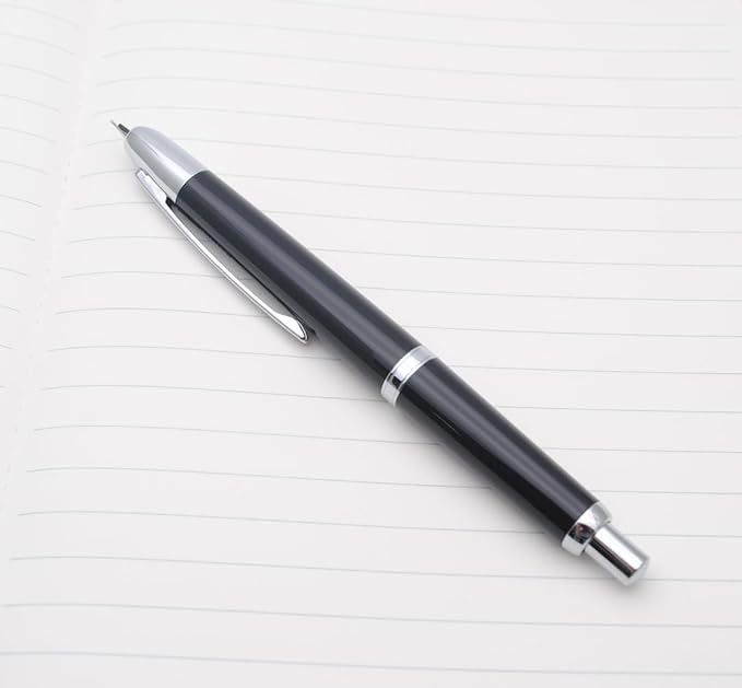 JINHAO 20 Press Fountain Pen, Retractable Capless Resin Pen with Ink Converter (EF Nib 0.4mm, Bright Black)