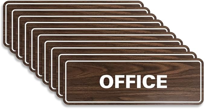 Signs ByLITA Standard Office Sign - Professional Business Signage - Easy to Install (Walnut) - Small 10 Pack