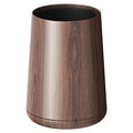 LEASYLIFE 8L/2.1GAL Modern Metal Waste Bin with Realistic Wood Texture,Built-in Bag Holder,Open-Top Trash Bin for Bathroom,Home,Office,Living Room (2.1gal Cone)