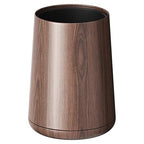 LEASYLIFE 8L/2.1GAL Modern Metal Waste Bin with Realistic Wood Texture,Built-in Bag Holder,Open-Top Trash Bin for Bathroom,Home,Office,Living Room (2.1gal Cone)
