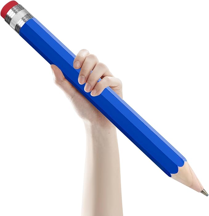 smrtcol Wooden Giant Jumbo Pencil for Prop Gifts Decor 14 Inch Funny Big Novelty Pencil with Cap Blue