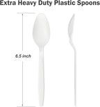Dealusy 360 Count White Plastic Spoons Disposable, BPA-Free, Heat Resistant, Solid and Durable Disposable Spoons Heavy Duty Bulk, Premium Spoons plastic disposable for Party Supply