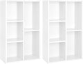 VASAGLE Set of 2 Bookcases, Bookshelves, 5 Compartments, Freestanding Shelves and Cube Organizers, Display Shelves for Small Spaces, for Living Room, Bedroom, and Home Office, Cloud White ULBC25WT-2