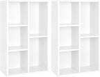 VASAGLE Set of 2 Bookcases, Bookshelves, 5 Compartments, Freestanding Shelves and Cube Organizers, Display Shelves for Small Spaces, for Living Room, Bedroom, and Home Office, Cloud White ULBC25WT-2