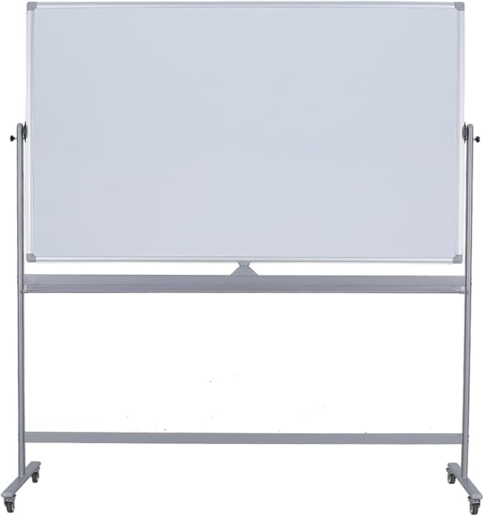 DexBoard Double-Sided 72" x 48" Mobile Whiteboard, Extra Large Rolling Magnetic Dry Erase Board with Stand, Height Adjustable White Board Easel for Office, Classroom & Home