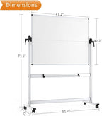 VIZ-PRO Double-Sided Mobile Whiteboard, 48 x 48 Inches, Magnetic Rolling Dry Erase White Board on Wheels with Aluminium Frame and Stand 4' x 4'