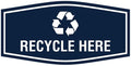 Fancy Recycle Here Sign (Navy Blue/White) - Large