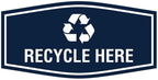Fancy Recycle Here Sign (Navy Blue/White) - Small