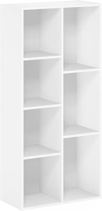 Furinno LUDER Book Shelf, 7-Cube Bookshelf, Bookcase, 9.4 x 19.5 x 41.7, for Living Room, Bedroom, Home Office, White