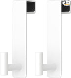 PMMASTO 2-Pack Over The Door Hooks - Rustproof Stainless Steel Door Hangers for 1-3/4 Inch Doors, Non-Marking and Tool-Free Easy Install (White, T Shape-Fits 1-3/4" Thick Door)