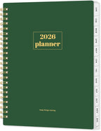 SUNEE 2026 Planner, Weekly and Monthly Calendar Planner, January 2026-December 2026, Daily Agenda with Tabs, Note Pages, Spiral Binding, 6.4"x8.3", Deep Green