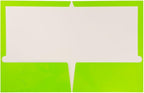 JAM PAPER Laminated Two Pocket Glossy School Folders - Letter Size - High Gloss Lime Green - Bulk 25/Pack