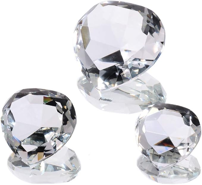 Zoogamo 3” / 80 mm Clear Diamond Heart Shaped Glass Crystal Paperweight – Home Office Decor & Valentine's Day Gift Wedding Favors Centerpieces Decoration with Gift Box
