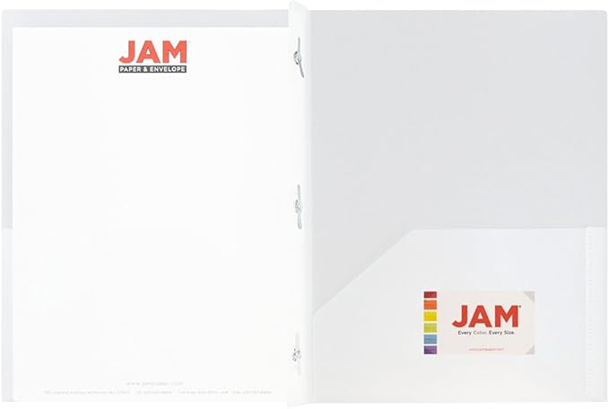 JAM PAPER Plastic Color POP Folders - 2 Pocket Durable Folders with Metal Prongs Fastener Clasps - Clear - Bulk 96/Pack