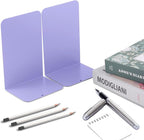 MSDADA Bookends, Book Ends for Book Shelves, Bookends for Office, Book Ends for Heavy Books, Metal Bookend Supports, Modern Minimalist Style Bookends, Purple(4 Pairs)