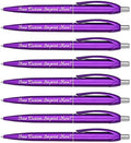 Personalized Ballpoint Pens - Retro -Retractable Click action - Custom - Black writing - Printed Name pens - Imprinted with Your Logo or Message - FREE PERSONALIZATION - 12 Pens/Box (Purple)