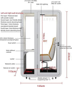 GEARONIC Mobile Office Pod Booth, Sound Proof Booth for Home, Mobile Roller with Desk, LED Light, Fans and AC USB Ports (White)