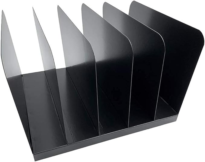 Huron Desktop File Binder Organizer Storage Vertical 5 Slot, Black Commercial Grade Steel
