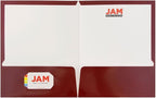 JAM PAPER Laminated Two Pocket Glossy School Folders - Letter Size - High Gloss Maroon Red - Bulk 25/Pack