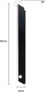 Gomake 9mm Utility Knife Replacement Blades, 60 Degree Snap Off Carbon Steel Blades for Retractable Cutting Knives, Hobby, Craft Knife, Box Cutter 100PCS-Black