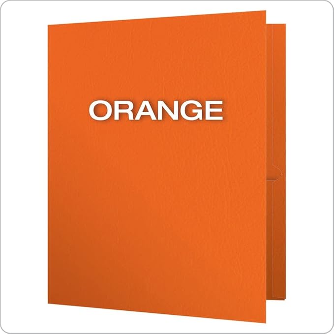Oxford Twin-Pocket Folders, Textured Paper, Letter Size, Orange, Holds 100 Sheets, Box of 25 (57510EE)