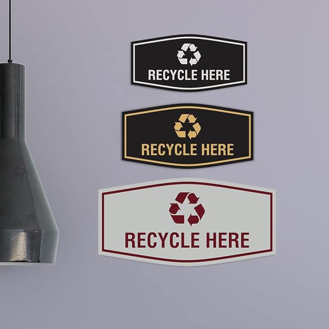 Fancy Recycle Here Sign (Red) - Small