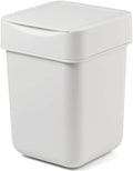 carrotez Mini Trash Can, Countertop Trash Can with Lid, 2 Liter/ 0.5 Gallon, Waste Basket, Garbage Container for Coffee Bar, Bathroom, Kitchen, Office, Desk, Bedroom - White