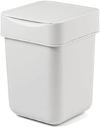 carrotez Mini Trash Can, Countertop Trash Can with Lid, 2 Liter/ 0.5 Gallon, Waste Basket, Garbage Container for Coffee Bar, Bathroom, Kitchen, Office, Desk, Bedroom - White