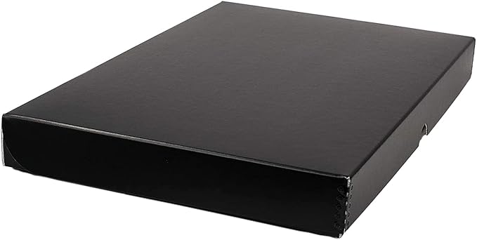 Lineco Folio Storage Box, Clamshell Design with Metal Edge. 11.5x17.5x1.75 Inches, Archival Boxboard, Preserve Photos, Cards, Magazines, Documents, Art, Ephemera, Family Records, Black, Pack of 1