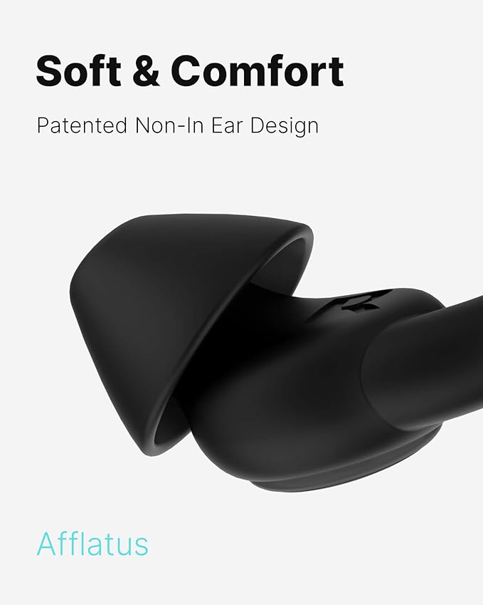 Afflatus Ear Plugs for Sleeping Noise Cancelling, 2 Pairs (S+L) Comfortable Reusable Noise Reduction Ear Plugs, Earplugs for Sleep, Snoring (Pure Black)