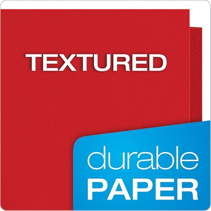 Oxford Twin-Pocket Folders, Textured Paper, Letter Size, Red, Holds 100 Sheets, Box of 25 (57511EE)