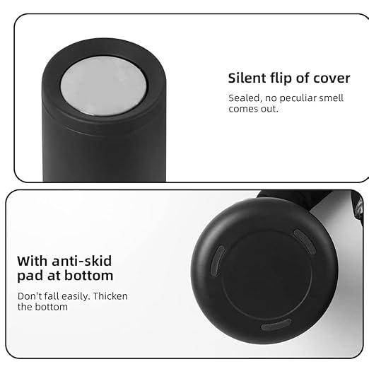 YOJIA 10L / 2.6Gal Metal Black Trash Can with Swing Lid, Modern Brass Garbage Can with Removable Inner, Decorative Unique Waste Basket for Bathroom, Bedroom, Office, Hotel, (Black)