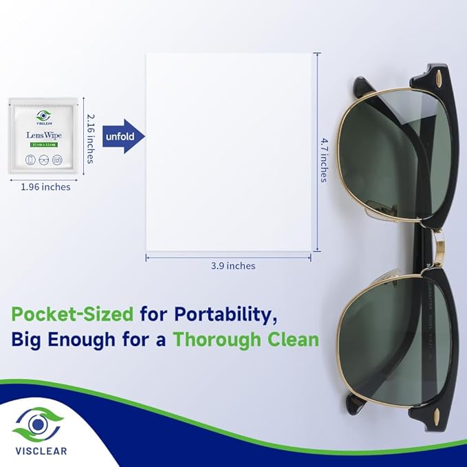 VisClear Lens Wipes for Eyeglasses, 200 Counts, Extra Moist Individually Wrapped Eyeglass Cleaner Wipes, Safe from Scratches and Streak, Glass Wipes for Eyeglasses, Camera Lens & Electronic Screens