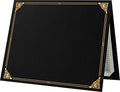 LUXPaper 9.5" x 12" Certificate Holders | Black Linen | Embossed Gold Foil Floral Border | 100lb. Cover | 250 Qty
