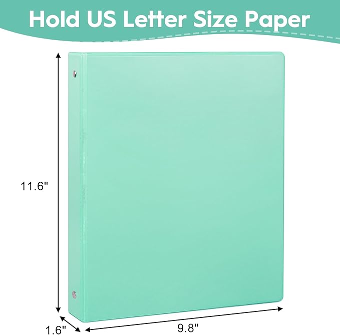 CIXILDTS 1-Inch Binder, Standard 3 Ring Binder Fit Letter Size Paper, Presentation View Binders, Light Blue, 6-Pack
