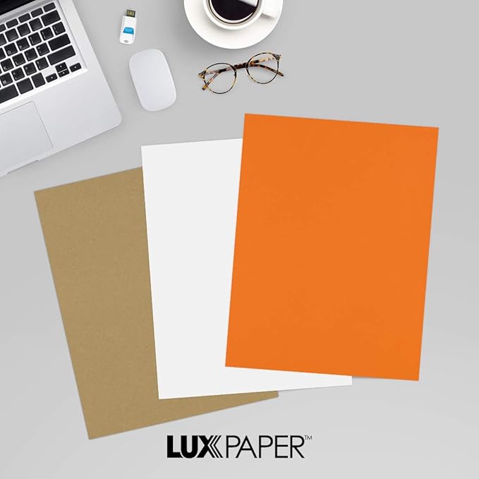 LUXPaper 8.5" x 11" Paper | Letter Size | Mandarin Orange | 80lb. Text | 250 Qty