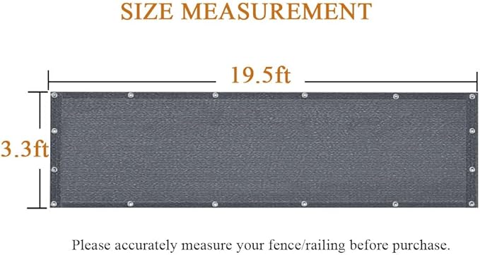 iCover 3.3x19.5ft Balcony Privacy Screen Fence, UV-Resistant Railing Fencing Cover for Porch Deck Patio Garden Backyard, Cable Zip Ties Included, Dark Grey