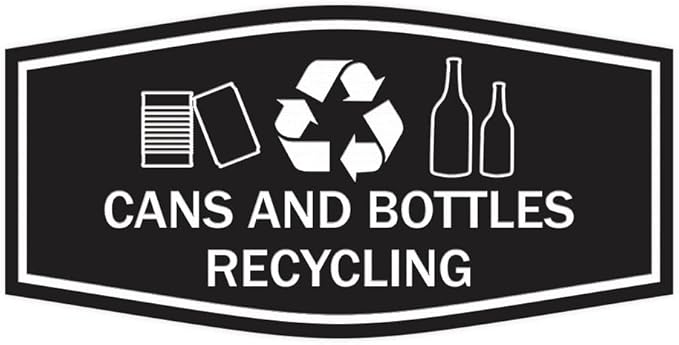 Fancy Cans and Bottles Recycling Sign (Black) - Small