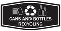 Fancy Cans and Bottles Recycling Sign (Black) - Large