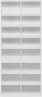 Furinno Jaya DVD Shelf, 16-Shelf Wide CD Rack, Media Shelf with Adjustable Shelves, 8 x 2 DVD Storage Cabinets for CD Blueray Game Disc, Easy Assembly, for Living Room, Home Office, White