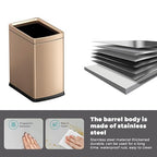 YOJIA 4.7 Gallon/18L Brushed Gold Bathroom Trash Can, Open Top Slim Dual Wastebaskte Simple Human Stainless Steel Garbage Can for Commercial Home Kitchen Office (18L Champagne Gold)